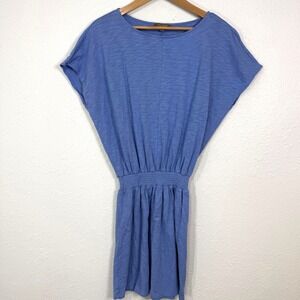 Lilla P Women Small Blue Smocked Waist Dolman Sleeve Dress Coastal Casual Summer